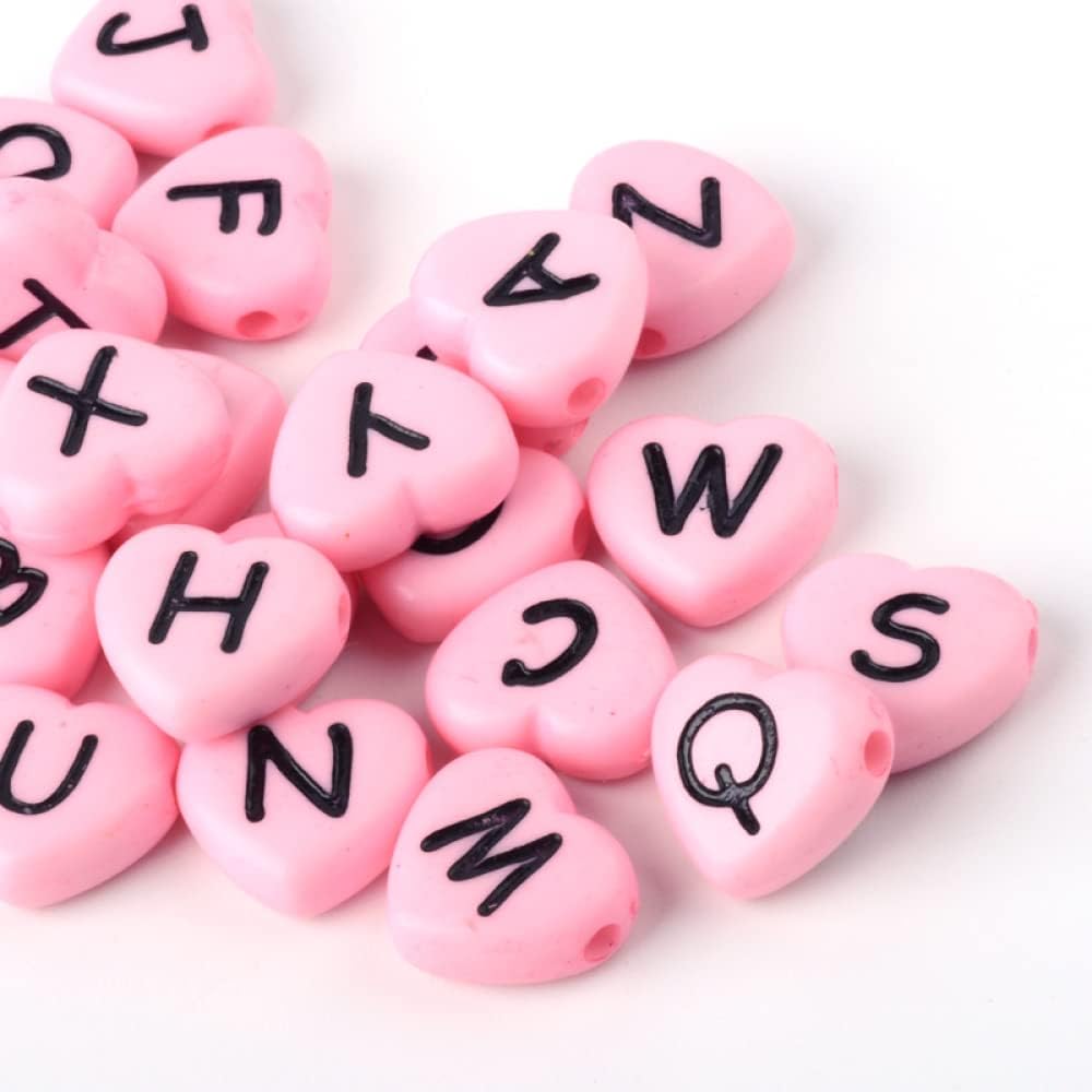 KitBeads 100pcs Acrylic Love Heart Letter Beads Opaque Pink Love Heart Shape Beads Cute Flat Alphabet Beads for Jewelry Making Bracelets Necklace Bulk - Image 7