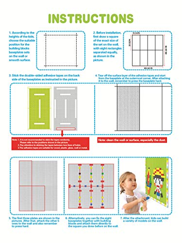 Build On Wall Or Table - Customize Building Block Wall, 8 Pack (10" X 20") Self Adhesive Building Base Plate, 440 Pcs Compatible With All Major Brand Brick - Fastest And Easiest Diy Fun Wall And Desk #TOP7