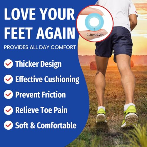 Image of Toe Sleeves Cushions - (20pcs Blue) Gel Toe Protectors with Aloe Vera Extract, Toe Covers for Cushions Corns, Blisters, Toenails Loss (for Pinky Toe)