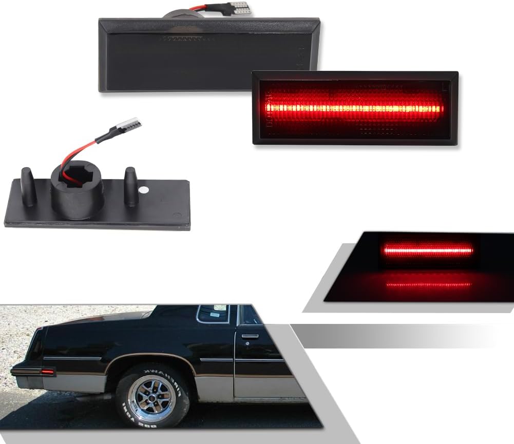 Item similar to photo) GTINTHEBOX Smoked Lens Rear Bumper Red LED Side Marker Light Fender Lamp for 1981-1988 Oldsmobile Cutlass 442, 2pcs Smoked Red LED