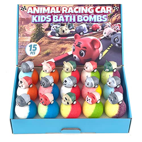 15Pcs Xl Bath Bombs For Kids With Animal Racing Cars Inside, Gentle & Kid Safe Bubble Bath Fizzies, Birthday Gift For Boys & Girls #TOP14