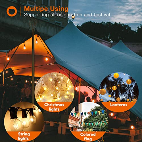 Addlon 4 𝐏𝑎𝒄𝑘 10Ft String Light Poles For Outdoor String Lights, Waterproof Harder Metal Outdoor Poles For Hanging String Lights For Patio, Garden, Bistro, Wedding, Parties - Black #TOP5