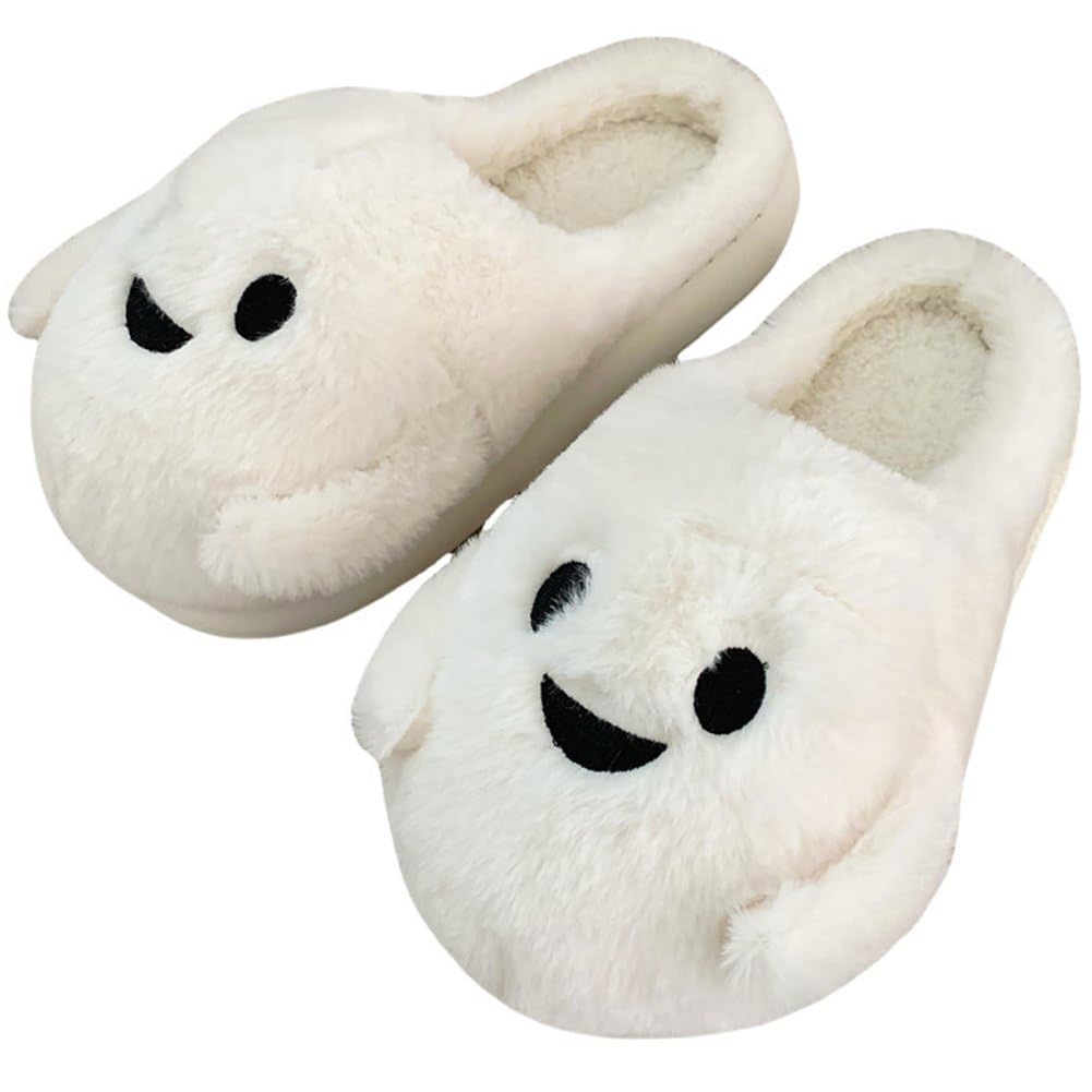 Pantoufles fantômes en peluche chaussures d'intérieur mixtes Halloween