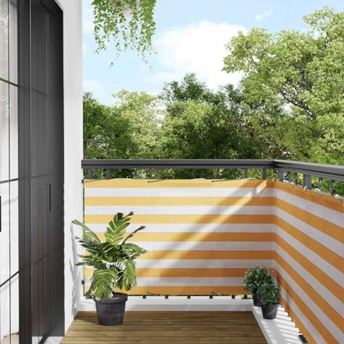 Generico Paravento per Balcone Striscia Gialla e Bianca 90x1000 cm,Yellow And White,2.05kg,42002044