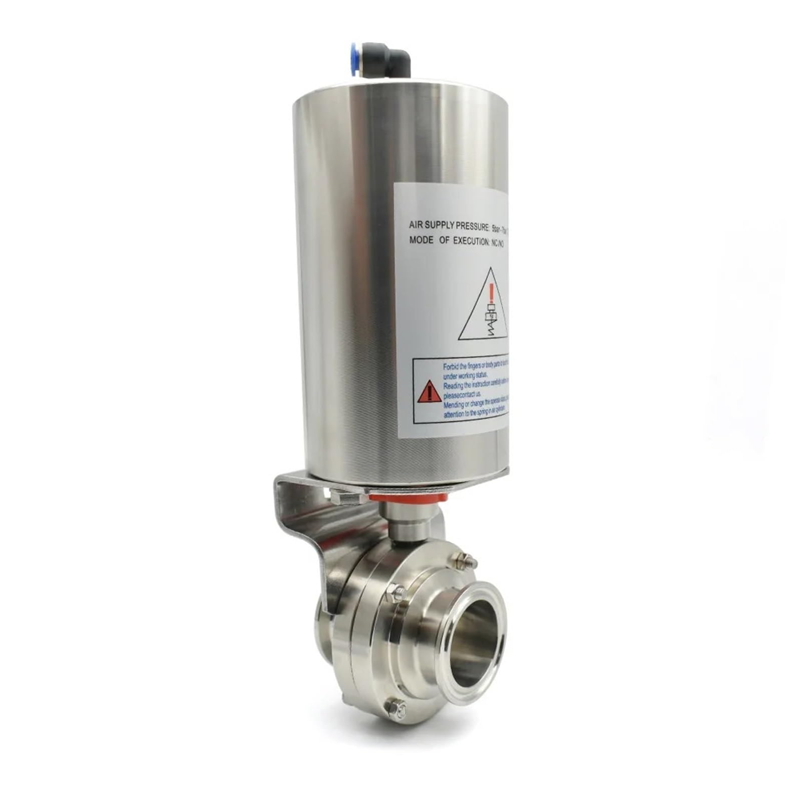 Pionowy pneumatyczny zawór motylkowy ze stali nierdzewnej SS304/316L o średnicy zewnętrznej 19-108 mm (108 mm Ferrule Od119,SS304)