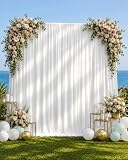 JEBUTU 3 m x 3 m Weiß Hintergrund Vorhang für Hochzeit Party Fotografie