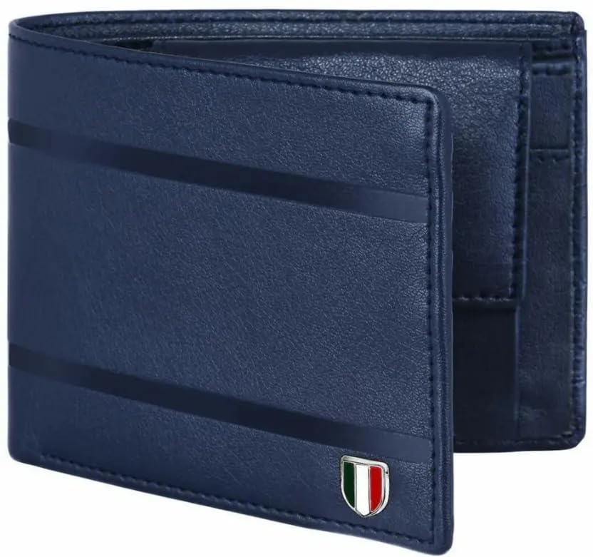 fabacle Wallet for Men PU Leather Mens Wallet Purse Men Money Purse (Blue)-picture-11