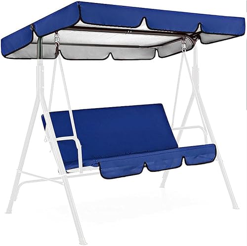 Miniatura 5 de Hzemci Juego de funda de cojín para columpio de patio al aire libre, funda de repuesto para toldo de columpio + funda de cojín para columpio de 3