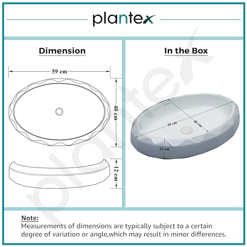 Image of Plantex Table Top Wash Basin For Bathroom /Designer Ceramic Basin /Countertop Vessel Sink Basin - Indo-European Collection (24x 16 x 5 Inch)