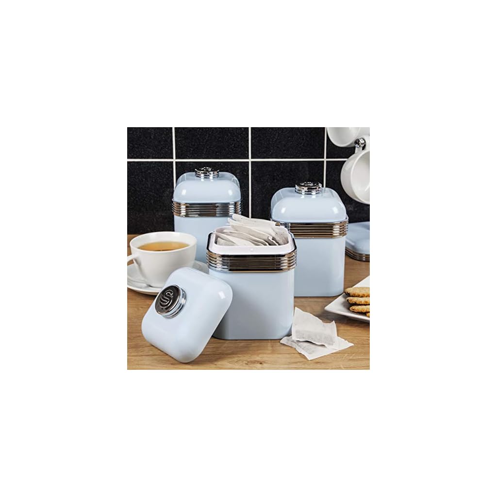 Swan Retro Kitchen Storage Canisters Duck Egg Blue