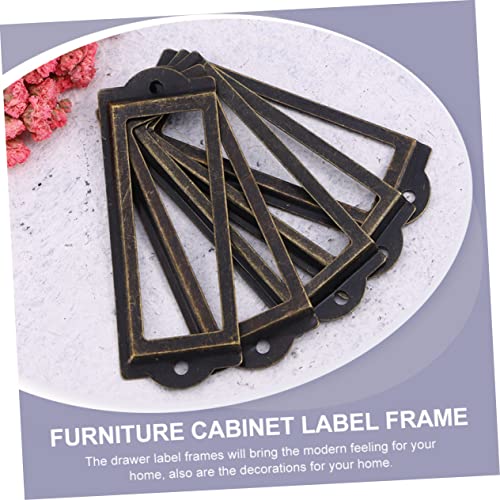 Zerodeko 24Pcs Drawer Label Box Antique Tag Label Frames Shelves Name Frame Medicine Chest Label Holders Metal Cabinets Metal Stand Vintage Frames Creative Tag Frame Drawer Tag Frame Copper #TOP5