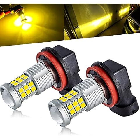 KISLED Super Bright 3000lm H8 H11 LED Fog Lights Bulbs DRL High Power 3030 Chips with Projector Lens Replacement for Cars Trucks, Golden Yellow Cover