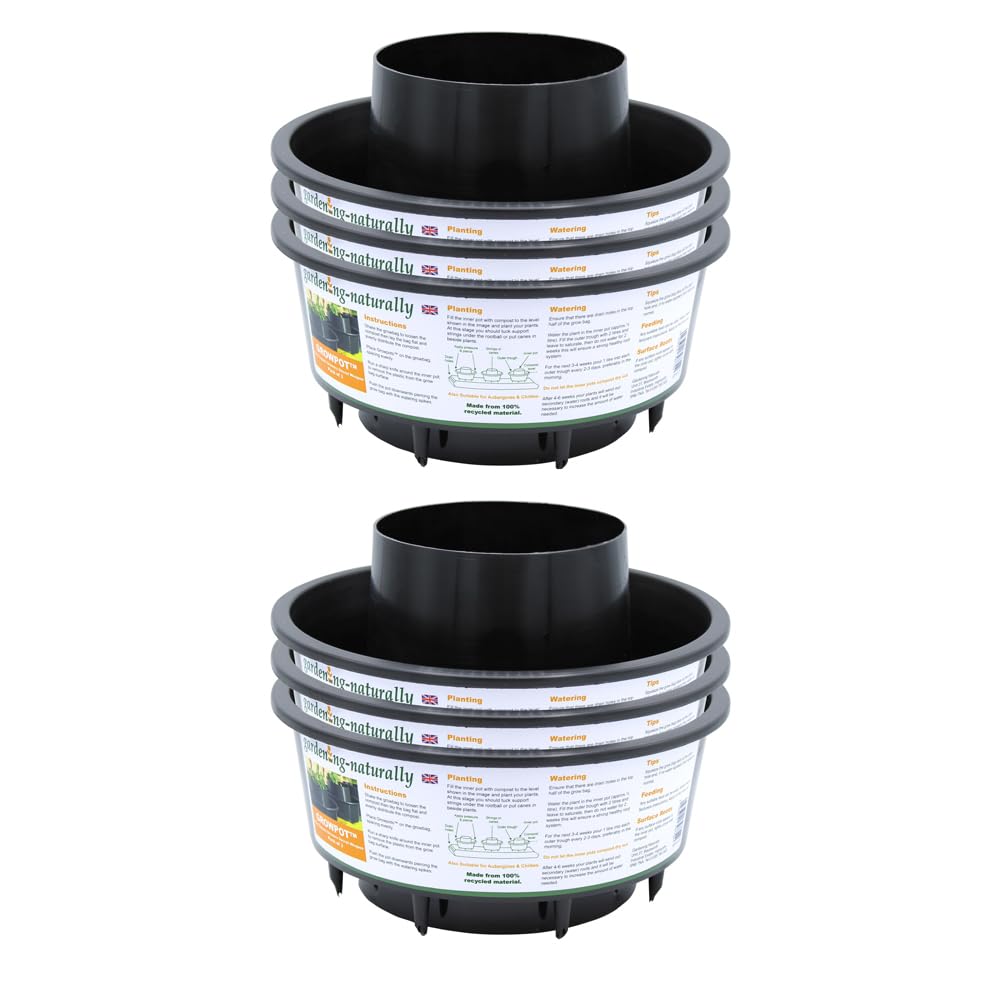 Gardening Naturally Black Tomato Grow Pots Self Watering And Feeding Pots For Tomatoes Use In Growbags Or Soil Growbags Perfect For Homegrown Tomatoes (Pack Of 6)
