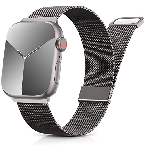Yoohoo Milanese Loop for Apple Watch Straps 38mm 40mm 41mm 42mm 44mm 45mm 46mm 49mm Women Men,Adjustable Metal Band with Dual Magnetic Clasp for iWatch Series 11 10 9 8 7 6 5 4 3 SE3 Ultra3,Graphite