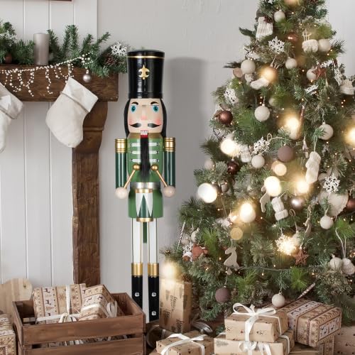 KI Store 4ft Christmas Nutcracker Green Wooden Soldier Nutcracker Figurine for Front Door, Porch, Christmas Tree, Mantel, Fireplace by KI Store - Used condition - Image 3
