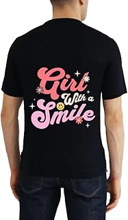 تي شيرت مطبوع عليه Girl With a Smile أسود