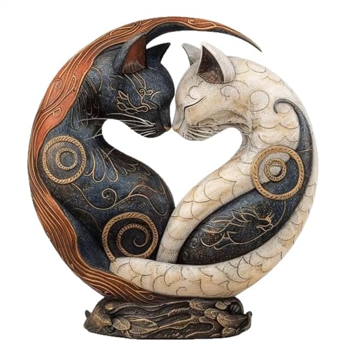 Figura Decorativa Gato Yin Yang Blanco y Negro