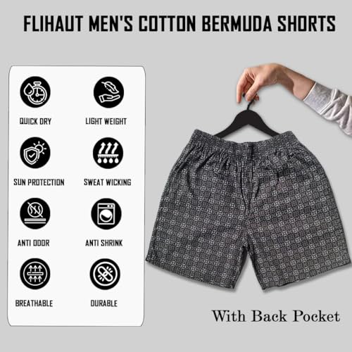 Image of Men's Cotton Shorts Waistband, Zip Fly, 1 Zip Pocket, Back Pockets (Pack of 2)