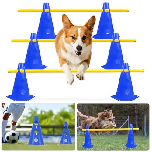 Shengruili Agility Set Hunde,Steckhürdenset Hund,Hund Hürden,Kinder Agility Hürden Hindernisse für Pferde Hundeparcours Kegel Einstellbare Trainingshürden 23cm Höhe- Stangen 100cm Lang