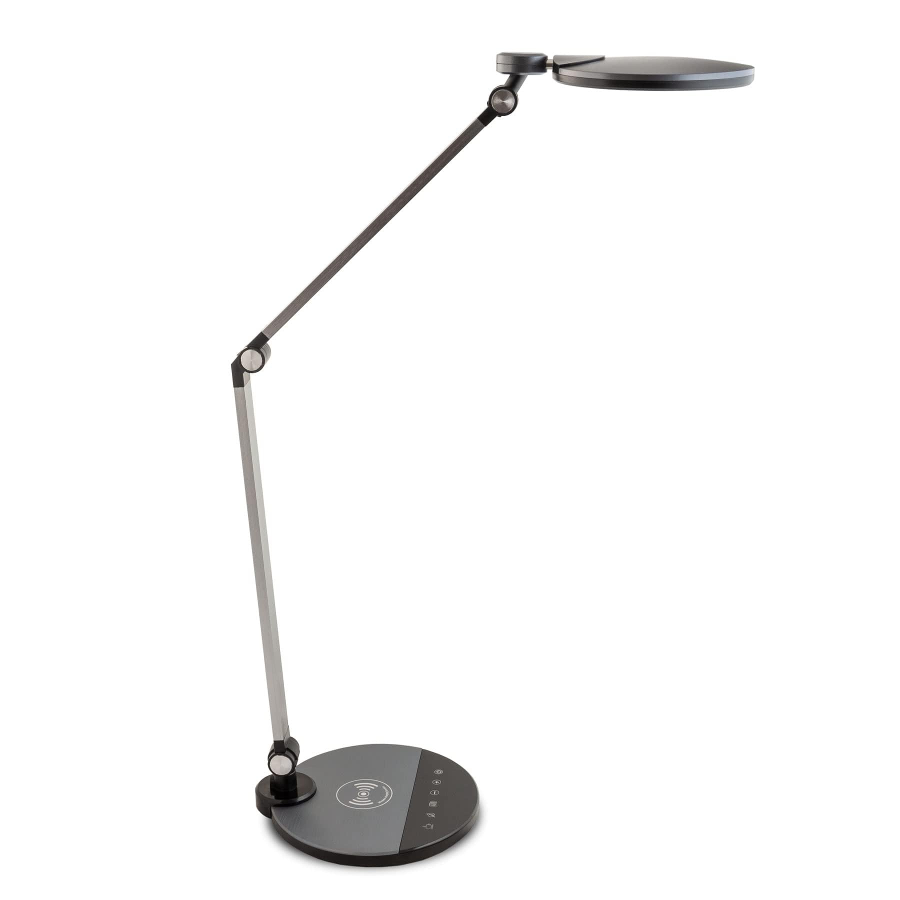 FeinTech LTL00620 - Lampada da scrivania a LED, funzione di ricarica senza fili, ricarica induttiva, senza fili, colore: Argento