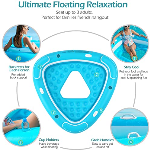 Jasonwell Floating Island Pool Float - Inflatable Lake Floaties Pool Lounger Raft Water Float With Cupholders Lake River Pool Floating Big Multi Person Party Floatie Toys Relaxation Island Adults Kids #TOP5