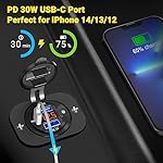 66W-12-Volt-USB-Outlet-Qidoe-Dual-Quick-Charge-30-and-PD-30W-USB-12V-Power-Outlet-with-Red-Voltmeter-and-Switch-Waterproof-Aluminum-Body-for-Car-Accessories-Boat-USB-Port-Marine-USB-Outlet