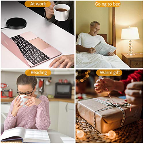 Image of Coffee Mug Warmer - KRGMNHR 18Watt Auto Shut Off Cup Warmer for Home Office Desk Use, Electric Beverage Warmer Heating Plate for Cocoa,Tea, Water, Milk, Rose Gold