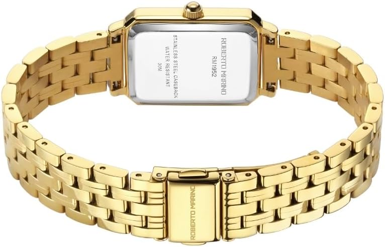 Roberto Marino RM1982 Women’s Luxury Watch Rectangular Gold – Japanese Quartz Movement, Vintage Stainless Steel Design, Silver Dial, Elegant Dress Timepiece, 3ATM Water Resistant – Reloj para Mujer - Image 5