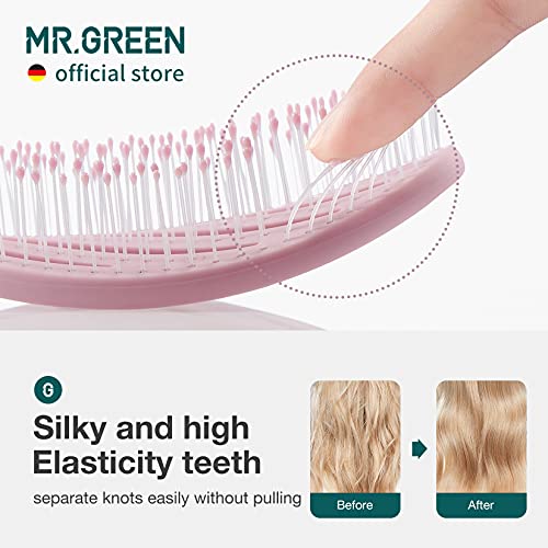 MR.GREEN Nylon Hollow Out Hair Brush Hair Styling Detangler Scalp Massage Comb Quick Dry Detangling Tool for Wet and Dry Curly Hair (Pink) - Image 4