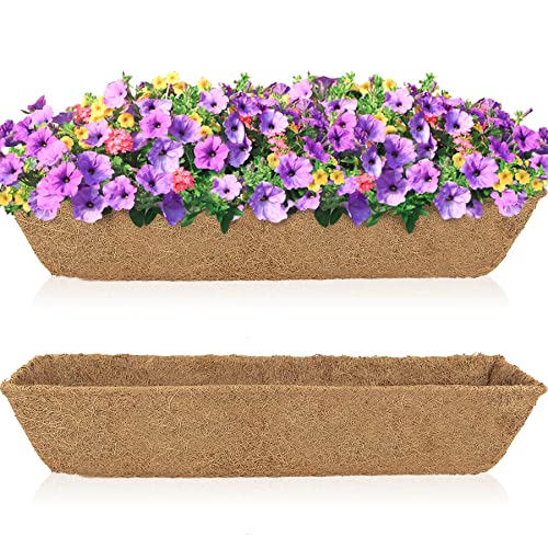 HFHOME 2Pcs 24 Trough Coco Fiber Replacement Liner 24 inch Window Deck Coco Replacement Liners for Window Box