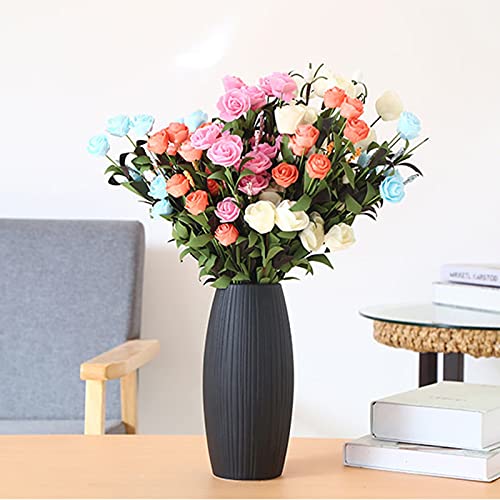 Zwart Vintage Ceramic Vaas, Woonkamer Huis Bloemen Arrangement Ornamenten, Keramische Vaas Zwart Vazen voor PampaSgras, Vaas voor Woonkamer Tafel Home Office Deco (Color : A) - Afbeelding 3