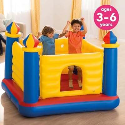 Buntes Jump-O-Lene Hüpfhaus für 2 Kinder – Sicheres aufblasbares Schloss für drinnen und draußen, Spaß für kleine Abenteurer! – Bild 4