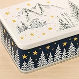 khevga Keksdose Weihnachten Blech Plätzchendose Set (weiß-schwarz)