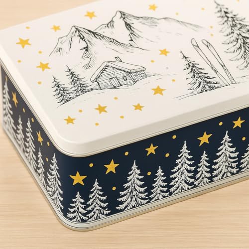 khevga Keksdose Weihnachten Blech Plätzchendose Set (weiß-schwarz)