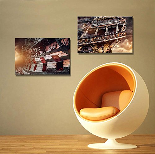 Wall26 - Canvas Prints Wall Art - Pirate Ship And Stormy Sky | Modern Wall Decor/Home Decoration Stretched Gallery Canvas Wrap Giclee Print & Ready To Hang - 16"X24" X 2 Panels #TOP1