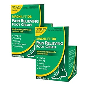 MagniLife DB Pain Relieving Foot Cream, Calming Relief for Burning, Tingling, Shooting & Stabbing Foot Pain, Moisturizing Foot Cream Suitable for Diabetic and Sensitive Skin – 2 Packs of 4 oz