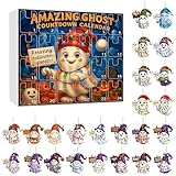 2025 Halloween-Adventskalender, 24 Stück, 2D-Acryl-Countdown-Ornamente, Halloween-Adventskalender-Dekoration, hängende Baum-Ornamente für Urlaub, Heimdekoration