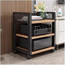 Stereo Stands for Living Room/ Small Spaces/ Bedroom On Wheels, Speakers/ DVD Player/ Woofer Media Storage Cabinet Rack 3 4 5 Tier, Heavy Duty Rolling Entertainment Stereo Components Racks  Color B