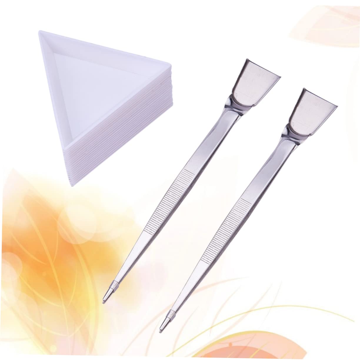 NUOBESTY 44piezas Herramientas Para Joyería Con De Inoxidable y Pala Para Diamantes y Cuentas Bandejas Triangulares Para Manualidades y Organización De Pequeñas