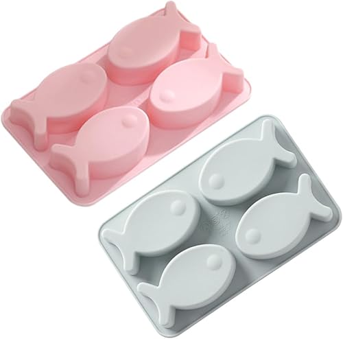 Miniatura 7 de Cabilock Bandeja de hielo de 4 rejillas, bandeja para cubitos de hielo de pescado, molde de silicona de grado alimenticio, herramienta de decoración