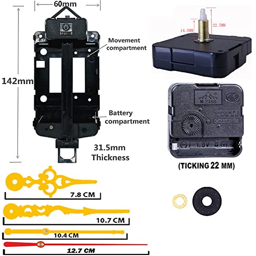 Image of YOPY� TIK-TIK Pendulum Type Quartz Clock Moviment Mechanism 22 MM Ticking Motor DIY Kit Gold,Red