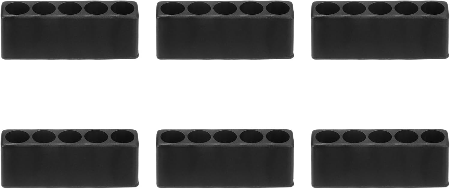 HARFINGTON 6pcs Plastic Hex Shank Screwdriver Bit Holder Organizer 5 Holes 1/4 Inch Plastic Drill Bits Storage Case for Any 1/4" Hex Shank Metal Driver Bits Use, Black