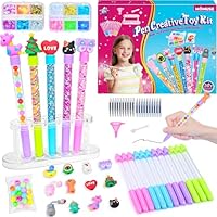 MOMUSE DIY Pen Making Kit, Fun Pen Creator Studio – Make You Own 12 Sparkly Pens with Beads, Creative Arts and Craft Kits for Kids Girls & Boys Toys Ages 6-12, Girls Birthday Present Gift 6-12 Year