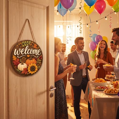Image of Fall Decorations for Home - Fall Thanksgiving Welcome Sign for Front Door