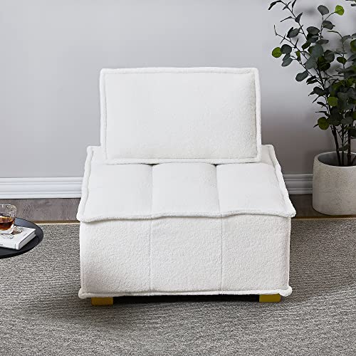 Gnixuu Modular Single Sofa, Lazy Sofas Ottoman With Gold Wooden Legs Teddy Fabric, Armless Couches For Small Space Living Room Bedroom Apartment Office #TOP15