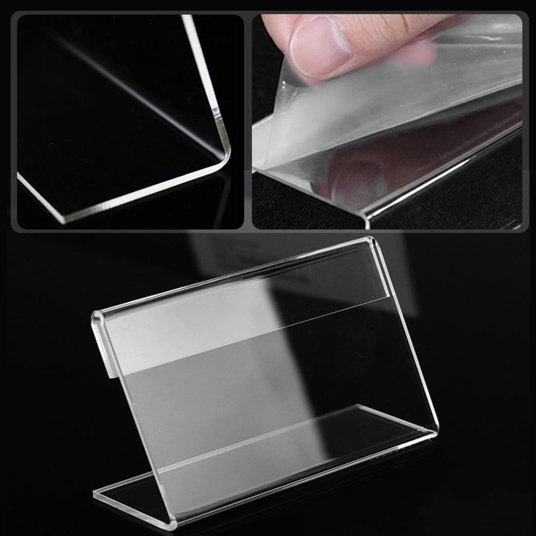25 Pezzi Espositore da Tavolo A6 a L, 15x10,5 cm Espositore Anticaduta in Plastica Trasparente, Espositore Plexiglass, Supporto Pubblicitario Poster da Banco, per Menù Carta Immagini, ecc