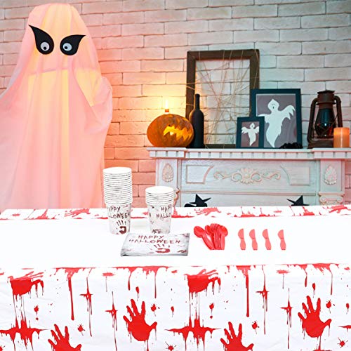 NUOBESTY Conjunto de artigos de festa de Halloween para festa com estampa de mão sangrenta, copos de