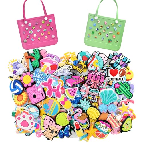 YEALQUE 30pcs Random Different PVC Bogg Bag Charms for Woman Leisure Charm for Beach Tote Bag Decorative Bogg Bag Accessories Woman Gifts