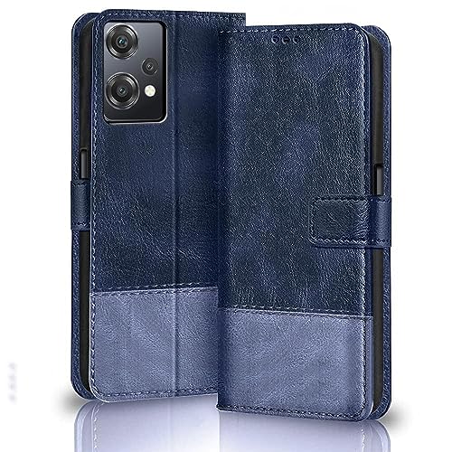 Image of TheGiftKart Flip Back Cover Case for OnePlus Nord CE 2 Lite 5G | Dual-Color Leather Finish | Inbuilt Stand & Pockets | Wallet Style Flip Back Case Cover for OnePlus Nord CE 2 Lite 5G (Blue & Sky)