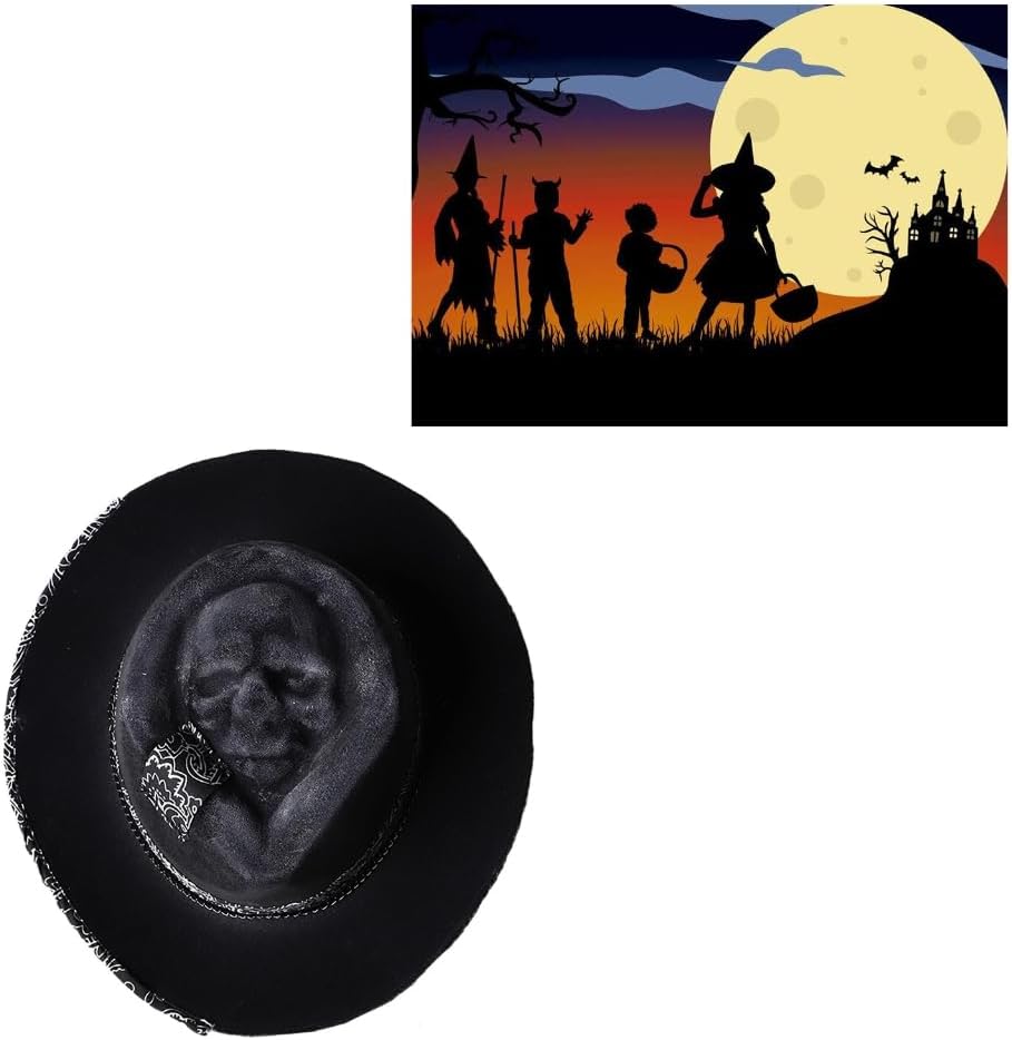 Cowboy Hat, Halloween Skull Cowboy Hat Spooky and Stylish Headwear for Masquerade Fashionable and Eye-catching Accessory